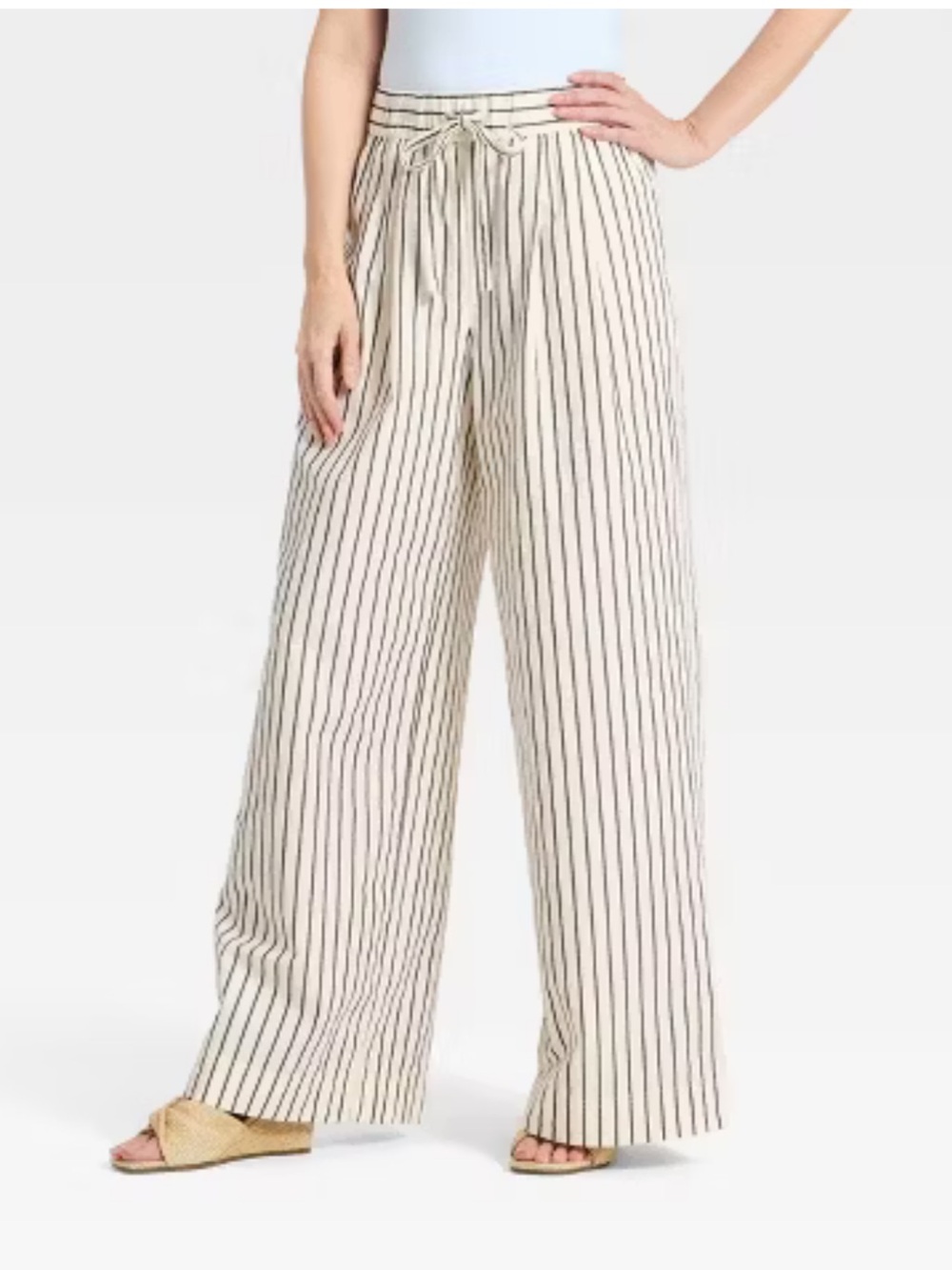 A New Day Vertical Stripe Twill Pants Size Large NWT